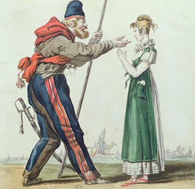 Kosacken i Paris, ca 1815 (penna & bläck och wc på papper) av French School