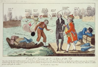 Konciliet av George III (1738-1820) och William Pitts ödeläggelse (1759-1806) den yngre, 1801 av French School