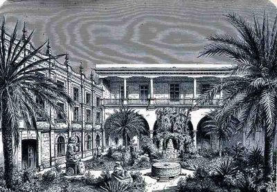 Court of the Mexico Museum, från The Ancient Cities of the New World, av Claude-Joseph-Desire Charnay, pub. 1887 av French School