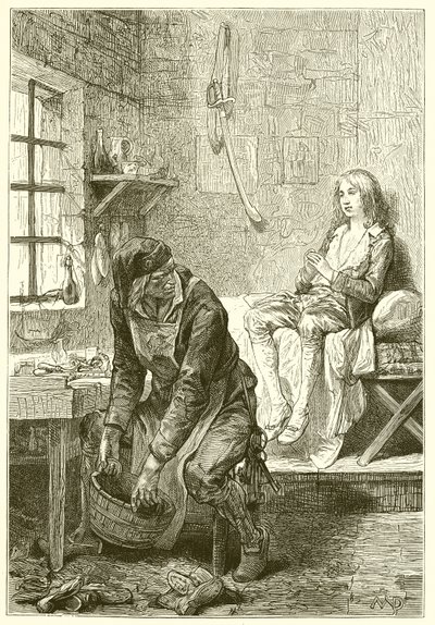 Dauphinen vid templet och skomakaren Simon av French School