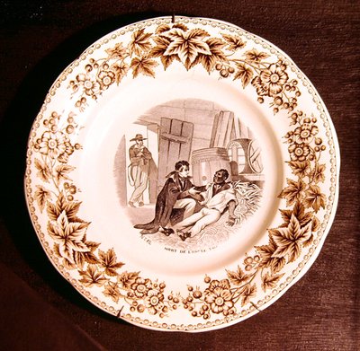 The Death of Uncle Tom, från Uncle Toms Cabin av Harriet Beecher Stowe (keramik) av French School