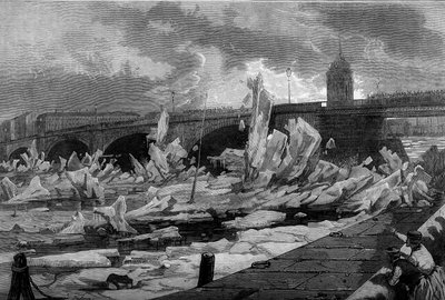 Debaclet (frost) av floden Neva vid St. Petersburg av French School