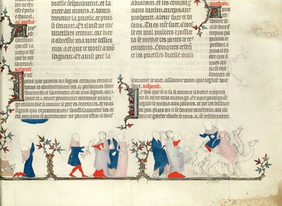 The Departure of Rebecca with Eliezer, från The Bible of Jean de Sy, c.1355 av French School