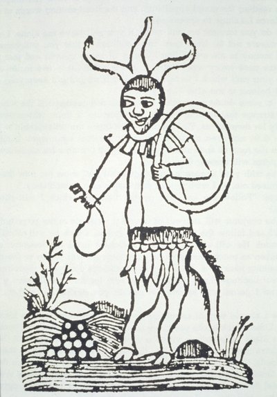 Djävulen pekar ut gömda skatter, kopia av en illustration från Le Veritable Dragon Rouge, 2:a versionen, Lille 1521, använd i en magisk historia, publicerad i slutet av 1800-talet av French School