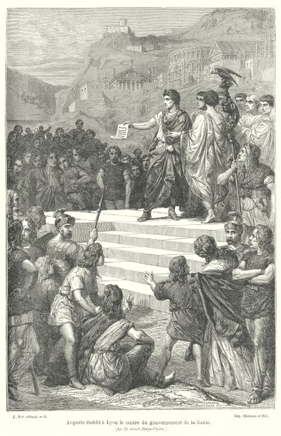 Kejsar Augustus upprättar det administrativa centret för romerska Gallien i Lugdunum (Lyon) av French School