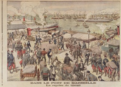 The End of the Strike in Marseille, illustration från Le Petit Journal, 23 oktober 1904 av French School