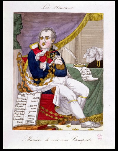 Den före detta senatorn, karikatyr av rikedomar och korruption under Napoleon av French School