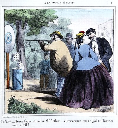 The Fair at St. Cloud (färg litho) av French School