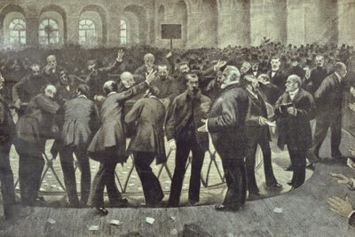 Den berömda Corbeille vid Parisbörsen, c.1885 av French School