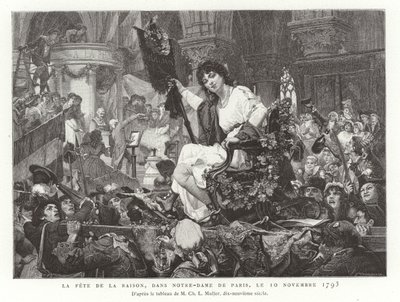 Förnuftets festival i Notre Dame de Paris, 10 november 1793 av French School