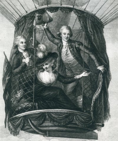 The First Balloon Ascent in England, 15 september 1784, från Wonderful Balloon Ascents or the Conquest of the Skies, av Fulgence Marion, publicerad ca 1870 av French School
