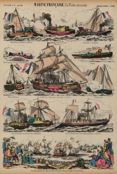 Franska flottan (färgad gravyr) av French School