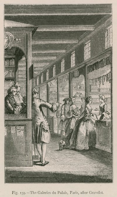 Galeries du Palais, Paris, efter Gravelot av French School
