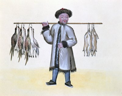 The Game Merchant, från en bok om Pekings street calls, ca 1785 (wc och gouache på papper) av French School