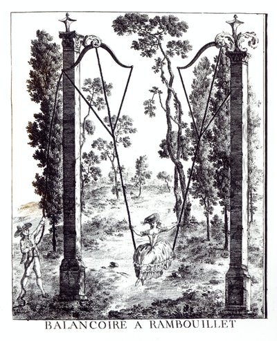 Trädgårdsgungan vid Rambouillet, från Details des Nouveaux Jardins a la Mode av George Louis le Rouge, publicerad 1775-78 av French School