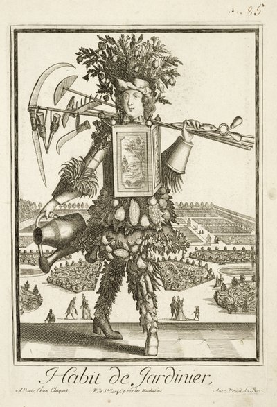 Trädgårdsmästarkostymen, illustration från Dictionnaire des Sciences av Denis Diderot (1713-84) publicerad ca 1770 av French School
