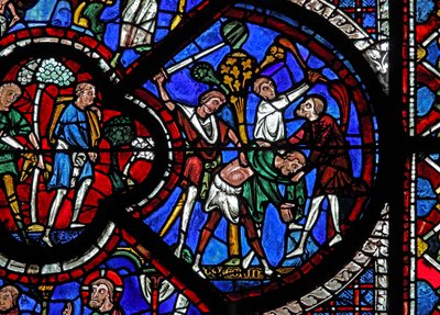 The Good Samaritan window: tjuvar attackerar resenären (w44) av French School