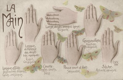 Handen (färg litho) av French School