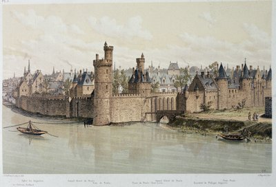 Hotellet och tornet i Nesles 1380 - i "Paris genom tiderna", sent 1800-tal av French School