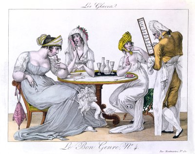The Ice Cream, platt 4 från Le Bon Genre, Paris, 1827 av French School