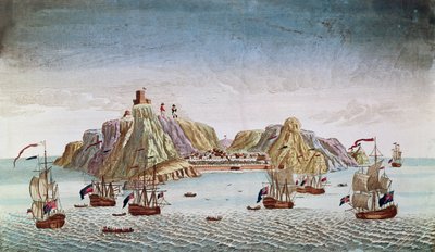 Ön St. Helena, exilplats för general Napoleon Bonaparte (1769-1821) av French School