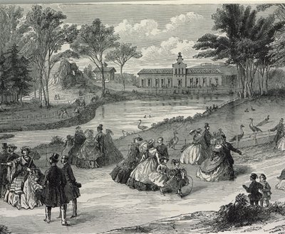 The Jardin dAcclimatation, Paris, 1855 (bw gravyr) av French School