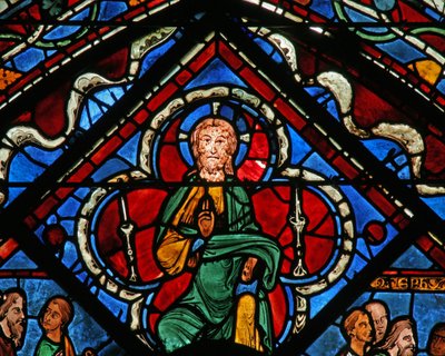 Joseffönstret: Kristus i en quatrefoil ger välsignelse (w41) av French School