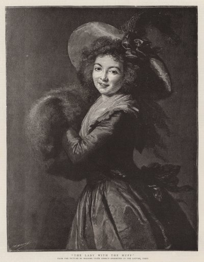Damen med muffen (gravyr) av French School