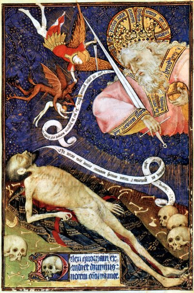 The Last Judgment, illustration från Les Grandes Heures de Rohan, 1430 av French School