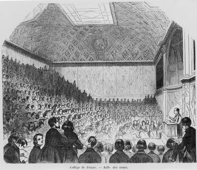 Lecture Theatre of College de France, från Tableaux de Paris av E. Texier, 1852 av French School