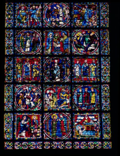 The Life of Christ, Nya testamentets cykel, nedre halvan av fönstret, c.1145-50 av French School