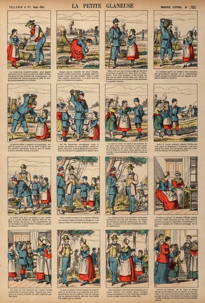 The Little Gleaner (färgad gravyr) av French School