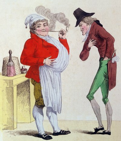 Mannen utan oro och mannen utan pengar, maj 1815 (färgstick) av French School