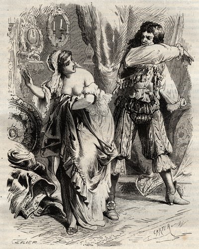 Markisen av Montespan, Louis Henri (Louis-Henri) de Pardaillan de Gondrin (1640-1691), slog sin fru, markisen av Montespan (Francoise Athenais) av Rochechouart Mortemart (eller Madame de Montespan) (1640-1707), för hon vägrade honom på order av Ki av French School