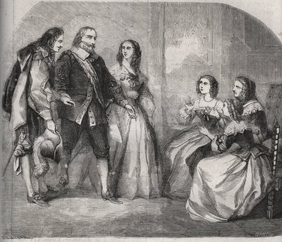 Markisen av Montespan, Louis Henri (Louis-Henri) de Pardaillan de Gondrin (1640-1691) (till vänster) kom för att fria till äktenskapet med Francoise Athenais (Francoise-Athenais) av Rochechouart Mortemart (då Marquise de Montespan eller Madame) av Montespa av French School