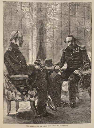 Mötet mellan Napoleon och kungen av Preussen, september 1870, illustration från Cassells historia om kriget mellan Frankrike och Tyskland, 1870-1871 av French School