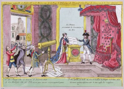 The Microscope of Rage, the Telescope of Pride and the Eyes of Reason and Common Sense, karikatyr av adelns och prästerskapets reaktion på den franska konstitutionen, ca 1791 av French School