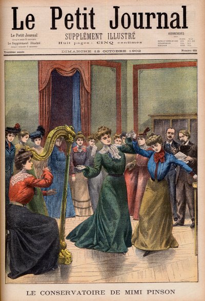 Mimi Pinsons musik- och dansskola. Mimi Pinsons konservatorium. Illustration för Le petit Journal av French School