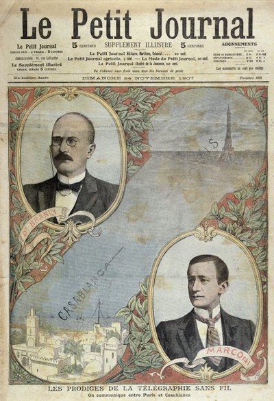 The Miracles of the Telegraphic System, illustration från Le Petit Journal, 24 november 1907 av French School