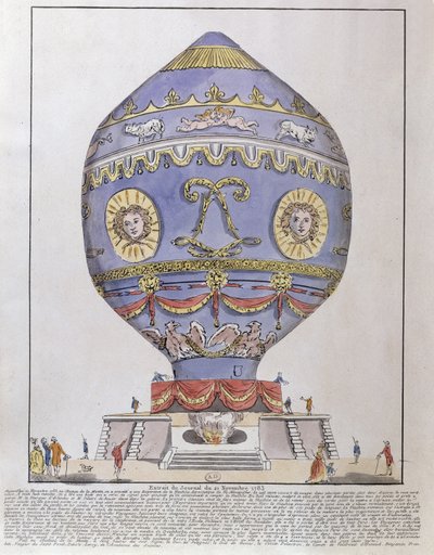 Montgolfier Brothers ballongexperiment på Chateau de la Muette, 21 november 1783 av French School