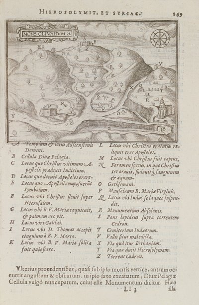 Oljeberget, Jerusalem, från Itinerarium Hierosolymitanum, av J. Cotovico, 1619 av French School
