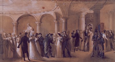 Peristylen på Theatre Francais, c.1822 av French School