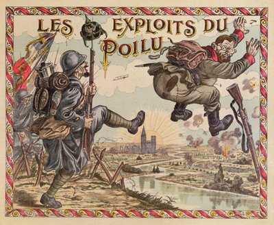 Poilus Achievements, driver tysken bortom Rhen, omslag till ett brädspel, ca 1914-15 av French School