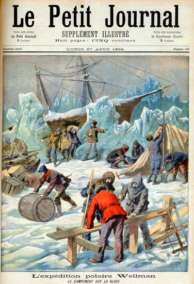 The Polar Expedition of Walter Wellman (1858-1934) (Nordpolen, Arktis) Framsidan av tidningen "Le Petit Journal" 27/08/1894 (gravyr) av French School