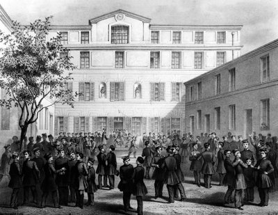 Den polska skolan i Boulevard Batignolles, Paris, ca 1850 av French School