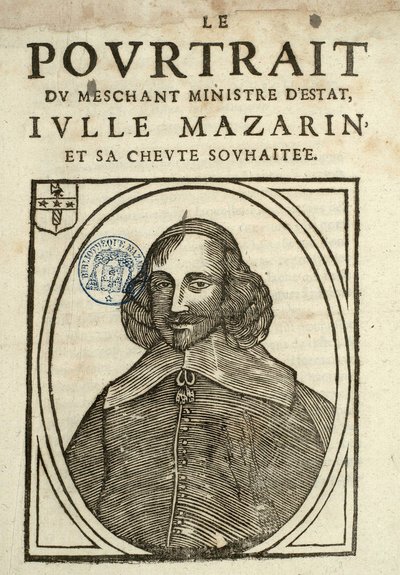 Porträttet av den onde statsministern Iulle Mazarin och hans önskade djävul, Politisk broschyr under slungan av French School