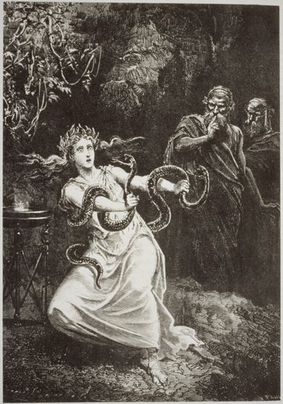 The Pythia, från LHistoire de la Magie av Paul Christian, illustrerad i History of Magic, publicerad i slutet av 1800-talet av French School