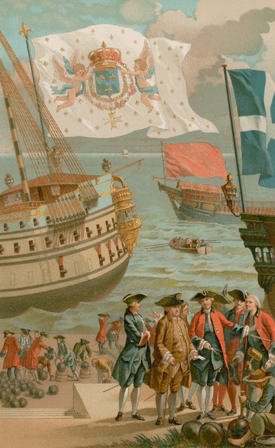 Den kungliga flaggan, galärflaggan, handelsflottans flagga av French School