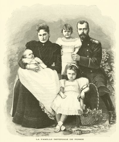 Den ryska kejserliga familjen (gravyr) av French School