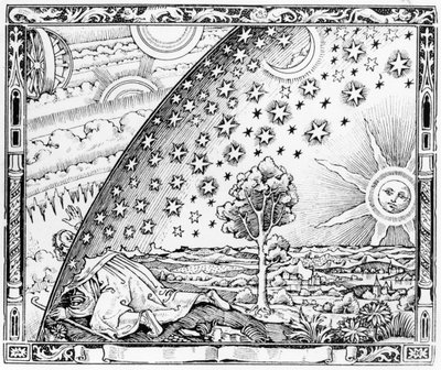 The Scientist Leaving the World, i stil med ca 1520, från LAtmosphere meteorologie populaire, publicerad Paris, 1888 av French School
